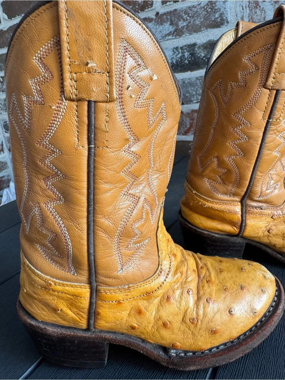🤠 Handcrafted Vintage Kids Full-Quill Ostrich Cowboy Boots - Size 5 Y